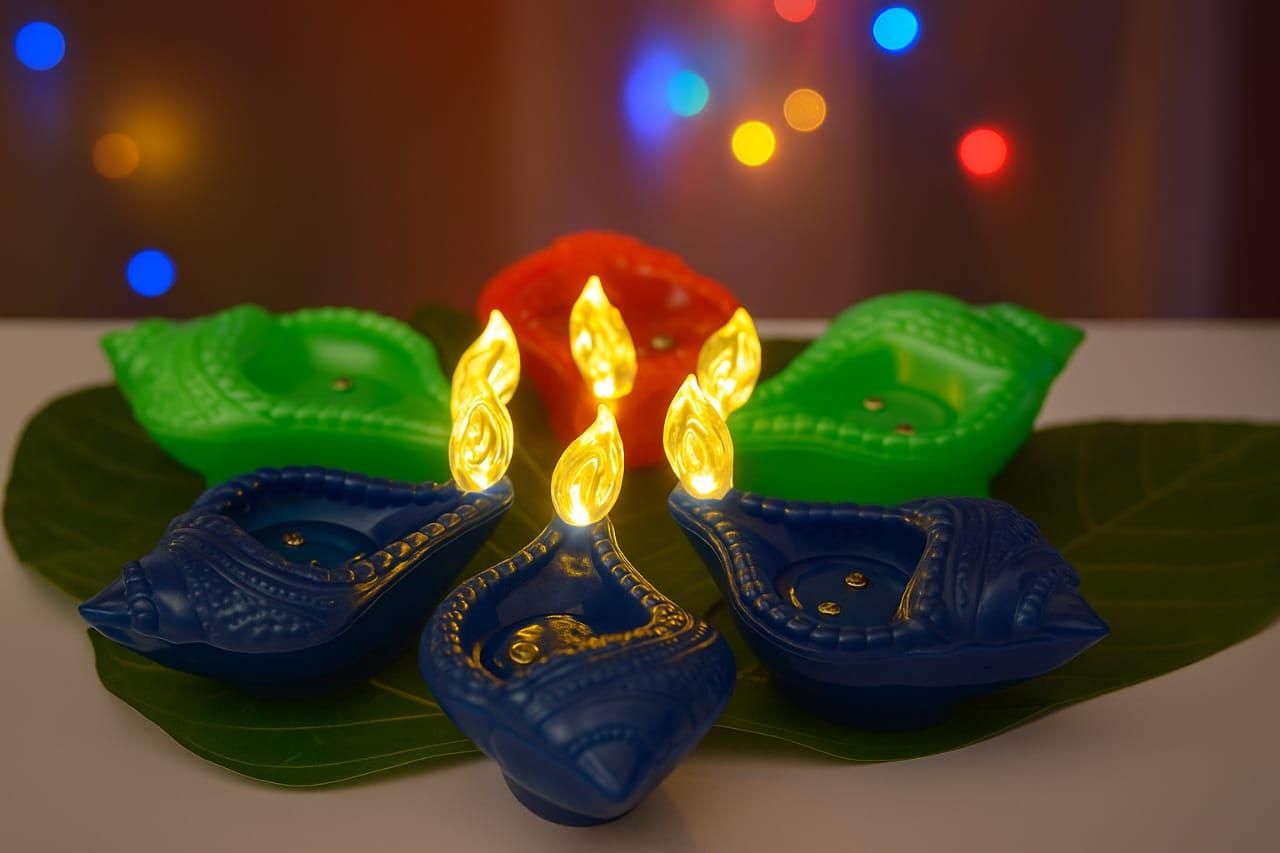 🌟 Water Sensor Diya Set – Electric LED Diyas (Shankh™)