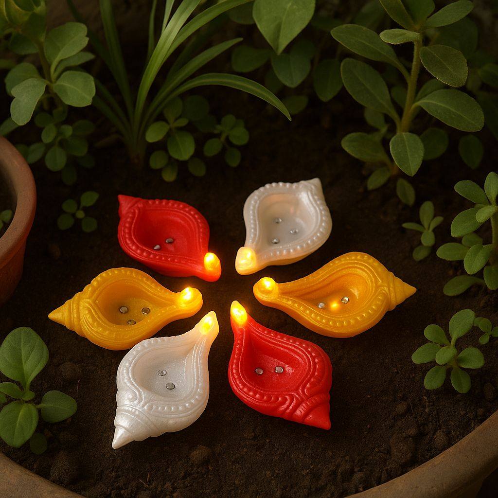 🌟 Water Sensor Diya Set – Electric LED Diyas (Shankh™)