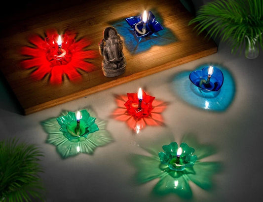 🌈 3D Reusable Reflective Shadow Colourful Water Sensor Diya