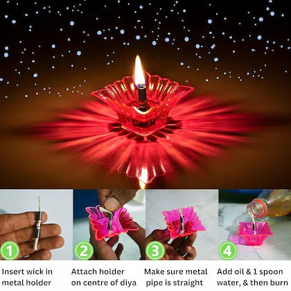 🌈 3D Reusable Reflective Shadow Colourful Water Sensor Diya