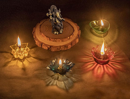 🌈 3D Reusable Reflective Shadow Colourful Water Sensor Diya