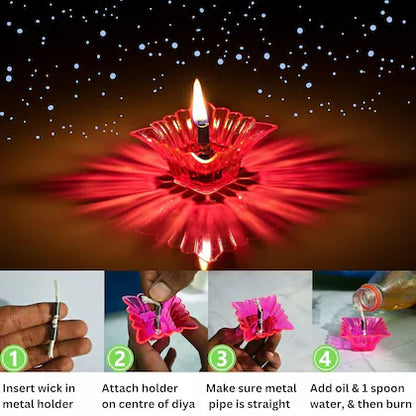 🌈 3D Reusable Reflective Shadow Colourful Water Sensor Diya